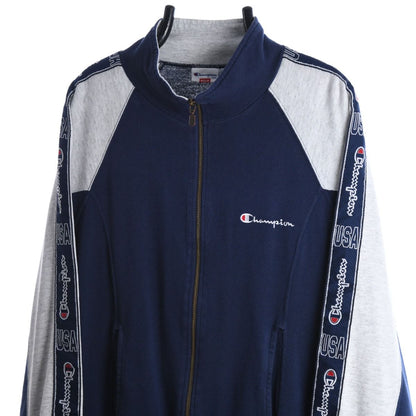 90s Champion Navy Cotton Full Zip Track Jacket (M)