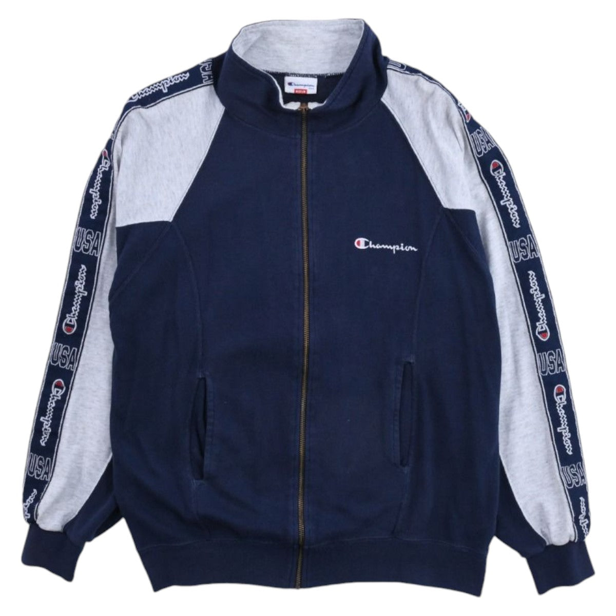 90s Champion Navy Cotton Full Zip Track Jacket (M)