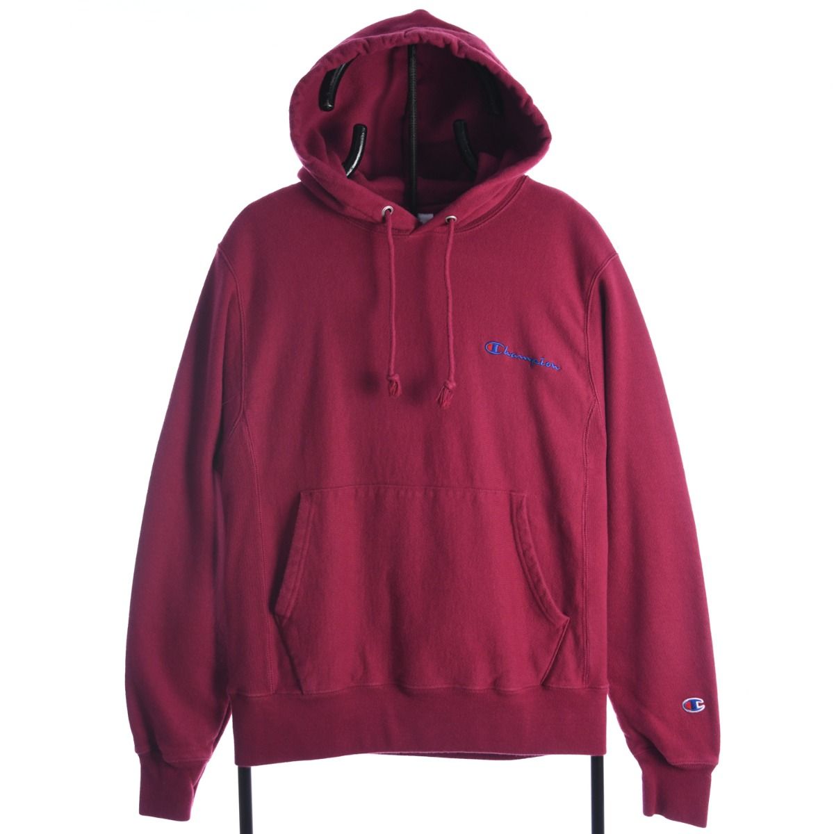 90s Champion Reverse Weave Burgundy Heavy Hoodie (S)