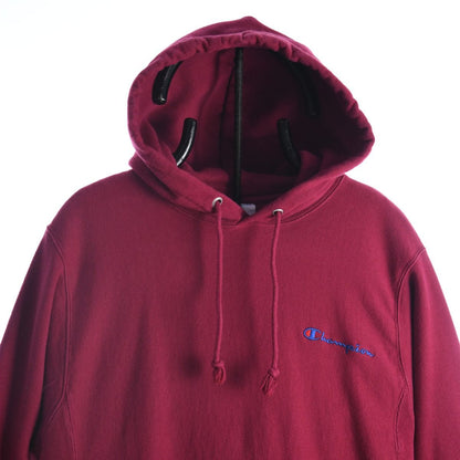 90s Champion Reverse Weave Burgundy Heavy Hoodie (S)