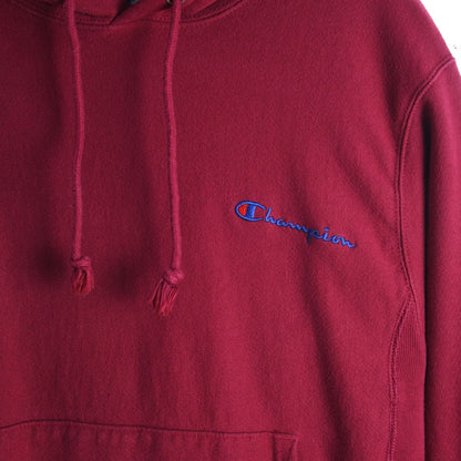 90s Champion Reverse Weave Burgundy Heavy Hoodie (S)