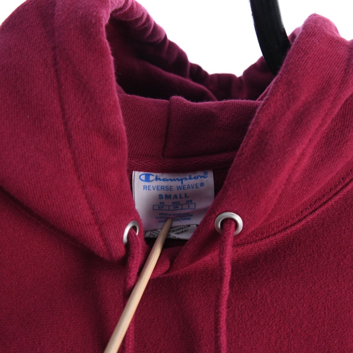 90s Champion Reverse Weave Burgundy Heavy Hoodie (S)