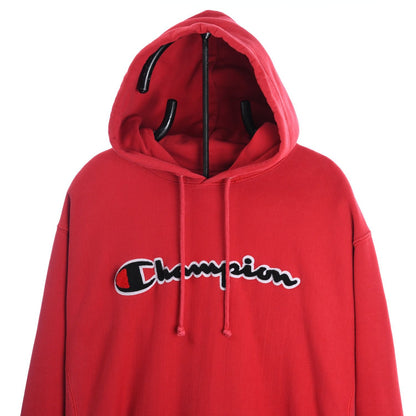 00s Champion Reverse Weave Red Embroidered Hoodie (L)