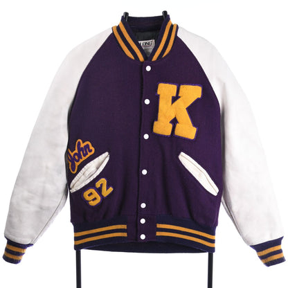 80s DeLong Purple Varsity Jacket (S)